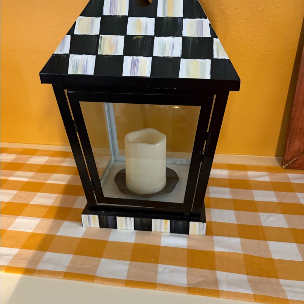 MacKenzie-Childs Black and Cream Checkered Lantern